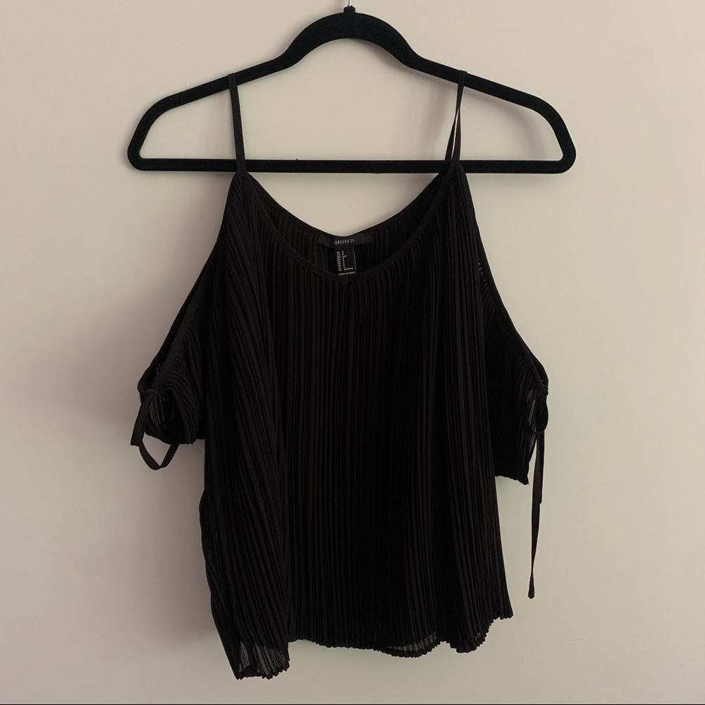 Cold Shoulder Pleated Top